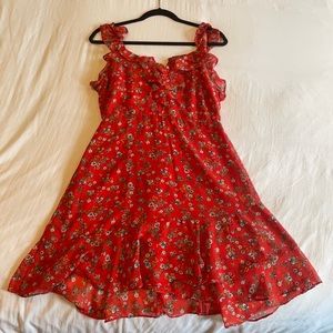 Lulus L red floral dress